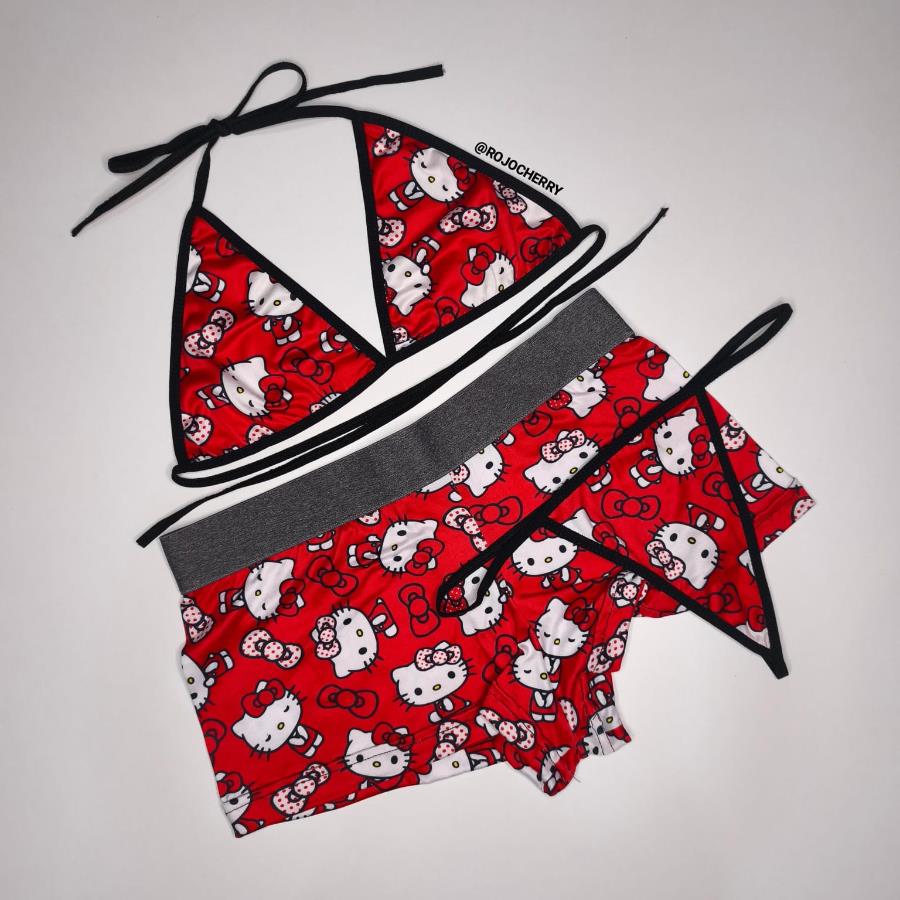 SET HELLO KITTY ROJO 3 PIEZAS