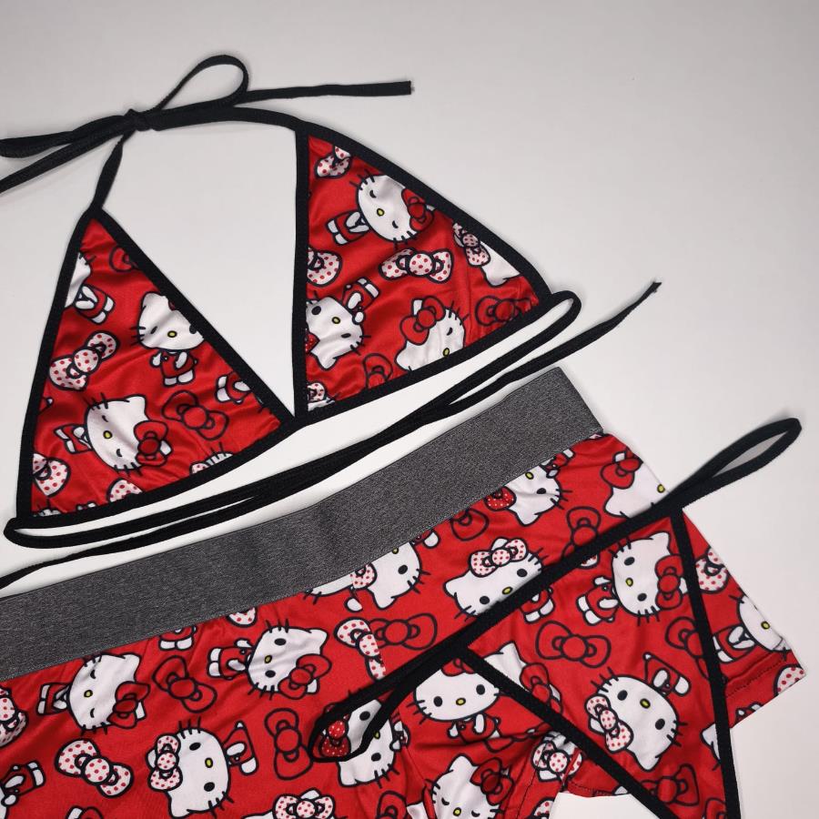 SET HELLO KITTY ROJO 3 PIEZAS